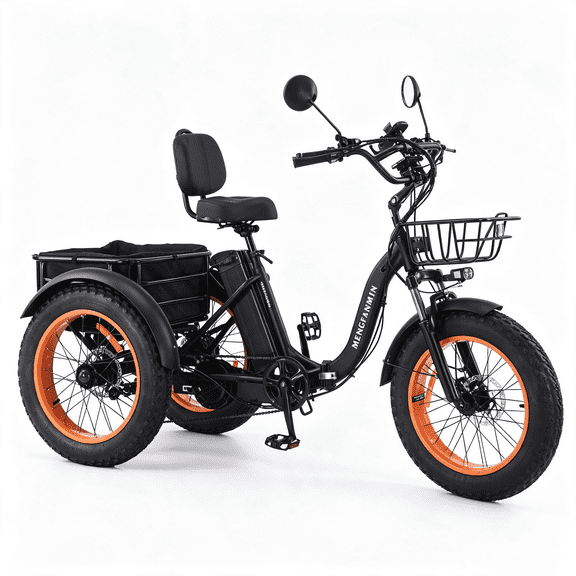 750W Electric Tricycle for Adults, 20"x4.0" Fat Tire Folding Ebike, 48V 15Ah Battery, 7-Speed, with Rear Basket