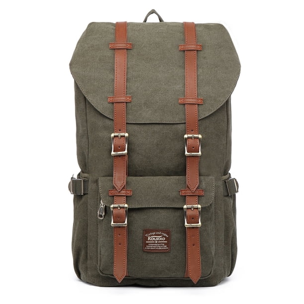 KAUKKO School Travel mochila para universidad flexible con portátil de 15", 22L(Lienzo/Verde) KAUKKO EP5A