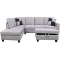 thumbnail image 2 of PonLiving Furniture 3-PCPiece Sectional Sofa Couch Set, L-Shaped Modern Sofa with Chaise Storage Ottoman and Pillows for Living Room Furniture, Right Hand Facing Sectional Sofa Set, 2 of 5