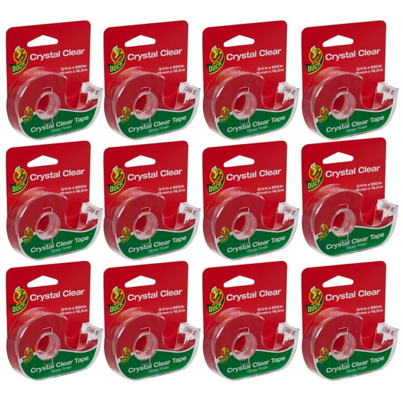 Duck Brand Crystal Clear Invisible Tape, 0.75 in. x 650 in., 12 Rolls
