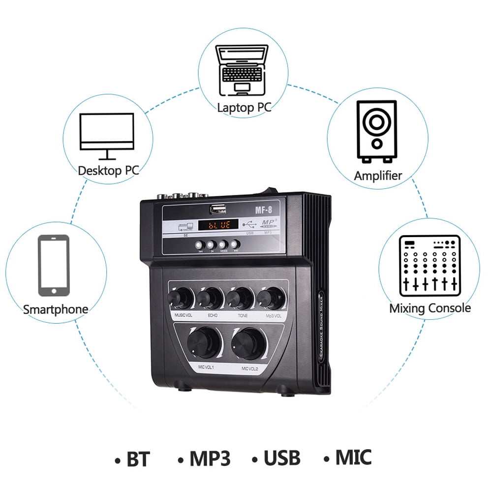 Mixer,Stereo Dual Support Function Tv Pc Tv Pc Amplifier Sound Audio Stereo Support Bt Mp3 Hxber Mp3 Function Tv Iuppa Mf-8 Eryue Sound O Sound O Stereo