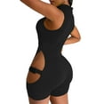 thumbnail image 4 of Cenuakty Women's High Neck Bodysuit, Sleeveless Buckle Cutout Front Slim Short Jumpsuit Party Club Rompers, 4 of 9