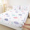 thumbnail image 3 of Homewish Kawaii Cartoon Cloud Twin Sheet Sets for Kids, Cute Stars Moon Twin Fitted Sheet, Dreamy Galaxy Theme Flat Sheet, Luxury Bedroom Decor, 3 Pieces, 3 of 7