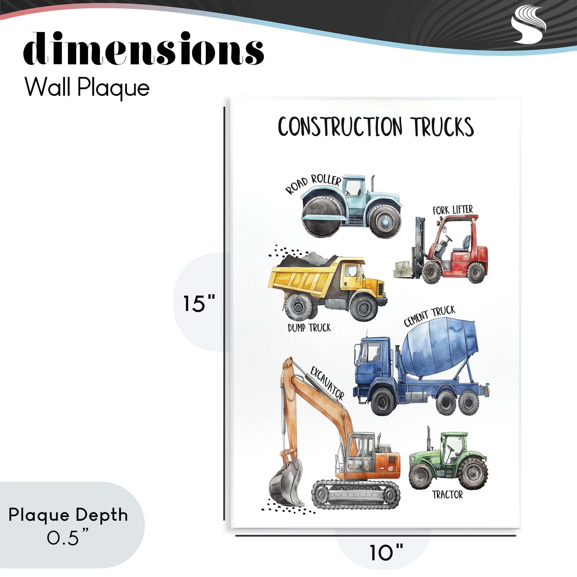 Stupell Industries Utility Trucks Construction Wall Plaque Art, design by Christine Simpson Art