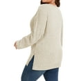 thumbnail image 4 of TEMOFON Womens Plus Size Knit Crew Neck Long Sleeve Sweaters Trendy Casual Tunic Ribbed Side Split Pullover Oversized Tops, 4 of 4