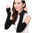 thumbnail image 5 of Dyfzdhu Warmer Mitten Hole Arm With Thumb Sleeve Long For Women Warmer Gloves Gloves Knited Fingerless Wrist Blend Gloves Black, 5 of 9