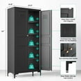 thumbnail image 5 of SISESOL Metal Storage Cabinet with Doors and Shelves,Black Storage Cabinet with Leg,Metal Pantry Cabinets,Ventilated Pantry Closet,Tall Large Cupboard for Home,Kitchen,Dining/Living/Laundry Room, 5 of 7