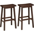 thumbnail image 3 of Mainstays Indoor 29" Counter Height Backless Saddle Wood Stool Set of 2 In Walnut, 3 of 8