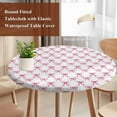 thumbnail image 3 of Cute Pink Bow Round Tablecloth 45-54 Inch Round Fitted Table Cloth with Elastic Edge, White Sweet Modern Watercolor Waterproof Table Cover Protector for Outdoor Picnic Party Dining, 3 of 6