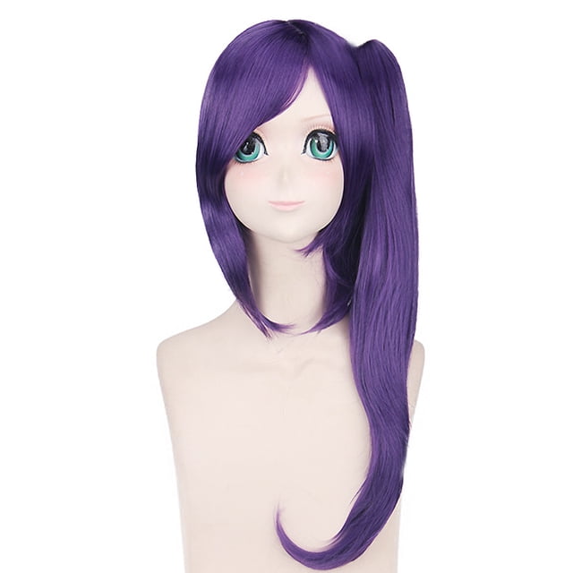 Peluca de cosplay de 70 cm de largo, color morado, recta, para personajes de anime