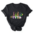 thumbnail image 4 of Aloohaidyvio Mardi Gras Shirts Women,Womens Mardi Gras Shirts Crewneck Printed Short Sleeve Loose T-shirt, Clothing, 4 of 4