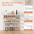 thumbnail image 4 of Zapatero de 4 niveles para clóset organizador de zapatos con 5 ganchos, estante largo para zapatos y botas, estante apilable, última intervensión de pie para entrada, cochera, espacios, 4 of 5