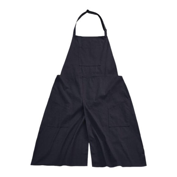 Delantal de cerámica con pierna dividida, resistente y versátil para mujeres, de cerámica simple. Negro