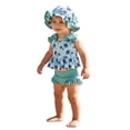 thumbnail image 3 of Girls Swimsuits Size 6-12M Bathing Suit Sleeveless Bikini Top Ruffle Shorts with Hat Beach Toddler 3 Piece Swimwear, 3 of 9