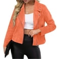 thumbnail image 3 of Tianiyouqing Womens Faux Suede Jacket 2024 Fall Winter Clothes Casual Zipper Cropped Coat Bomber Biker Moto Jackets Outwear Saffron S, 3 of 7