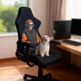 thumbnail image 2 of SCRAWLGOD Cool Skeleton Print Black 4 Pieces Gaming Chair Cover with Armrest Slipcovers Stretchy Washable Computer Chair Seat Slipcovers Cat Scratch Proof, 2 of 7