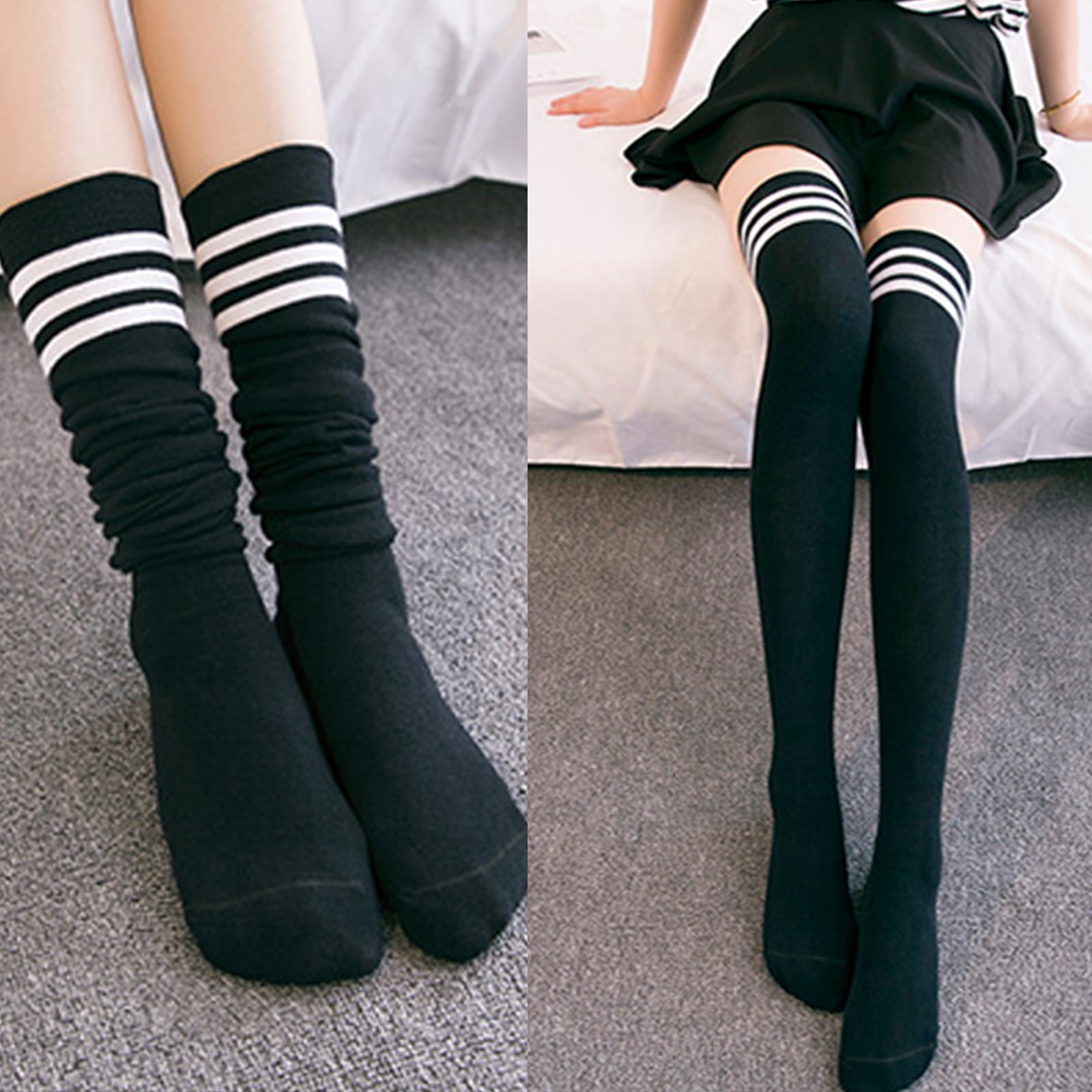 Loritta 6 Pairs Womens Thigh High Socks, over the Knee High Socks One Size,  Style a 