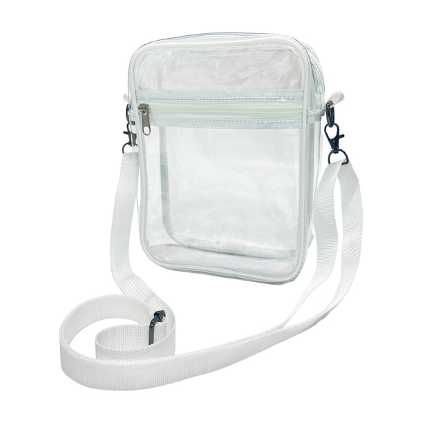 Bolso bandolera transparente para hombre y mujer, bolso de hombro transparente, bolso de mano para festivales. Blanco Grande