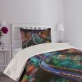 thumbnail image 4 of Ambesonne Xmas Quilted Coverlet 2 Pcs, Colorful Christmas View Nature, Twin Size, Teal and Red, 4 of 5