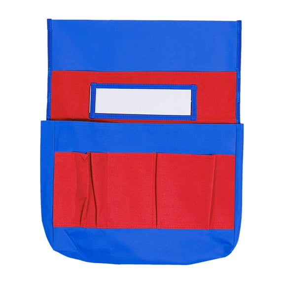 FashionCha Chair Back Bag with 6 Pockets for Classroom Chairback Organizer for Daycare Home Red Blue