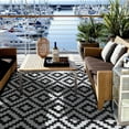 thumbnail image 5 of Kumdkd Reversible Mats, Waterproof Outdoor Rug, Camping Floor Mat, Floor Mat, RV, Patio, Backyard, Deck, Picnic, Beach, Trailer, Camping (Diamond Black & White, 5' x 8'), 5 of 6