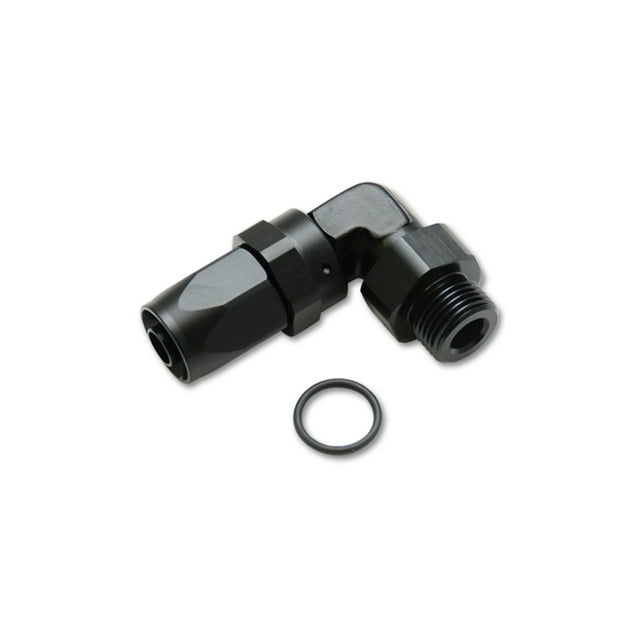 Vibrant Performance 24908 Hose End Fitting Fabrication Components -10AN Hose; 7/8-14 Inch Male Thread; 90 Degree; Anodized; Black; Aluminum; Single