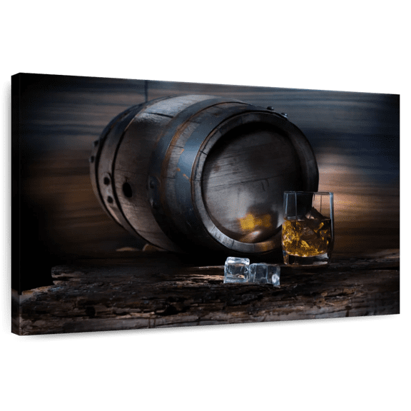 Elephant Stock Whiskey Barrel Wall Art - Horizontal Canvas Wall Art - Living Room Wall Decor - Food And Drink Canvas - Brown And Gray Decor - 12" x 8"