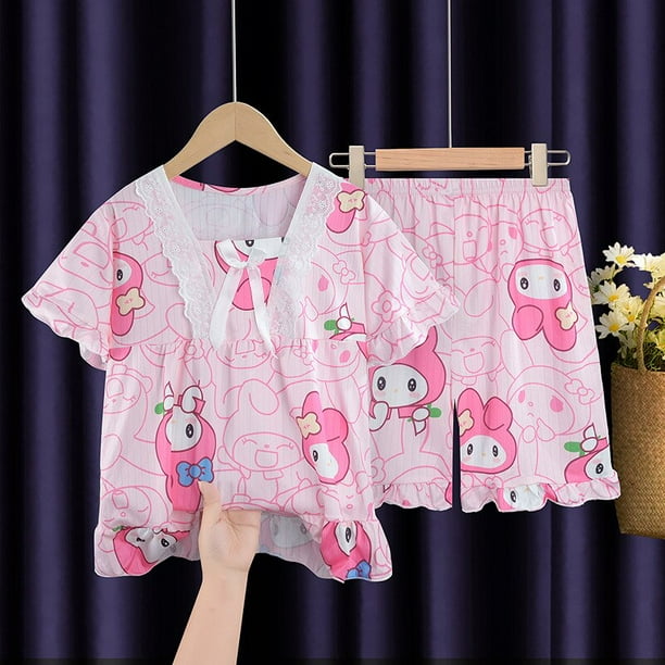 Pikachu-Conjuntos de pijamas de dibujos animados para niñas, ropa de dormir de manga corta Kawaii, pantalones cortos, Jersey, ropa de casa, Verano qym unisex