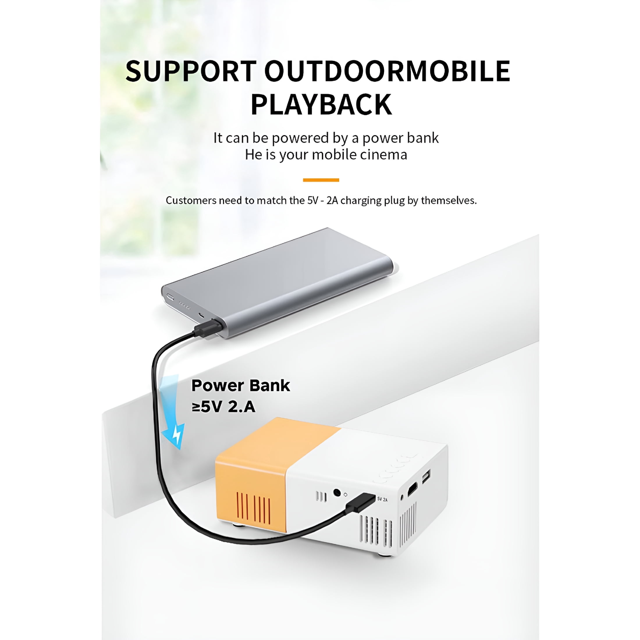 GJX Mini Projector with Wifi Bluetooth, 4K Projectors, Smart Projector Tv, Wifi Projector with Speakers for Phone Outside
