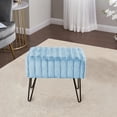 thumbnail image 5 of Home Soft Things Super Soft Faux-Fur Upholstered Stool Ottoman, Forget Me Not, 19"x13"x17", 5 of 7