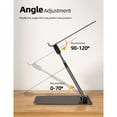 thumbnail image 3 of Height Adjustable Laptop Stand for Desk, Dual Foldable Aluminum Computer Riser, Pull Out Design Ergonomic Sit to Notebook Holder Convertor, Compatible with All 10-17" Laptops, Tablets, Gray, 3 of 6