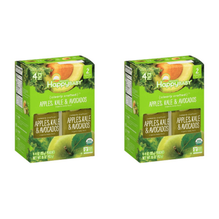 (2 Pack) Happy Baby® Organics Clearly Crafted Apples, Kale & Avocados Organic Baby Food 4-4 oz. Pouches