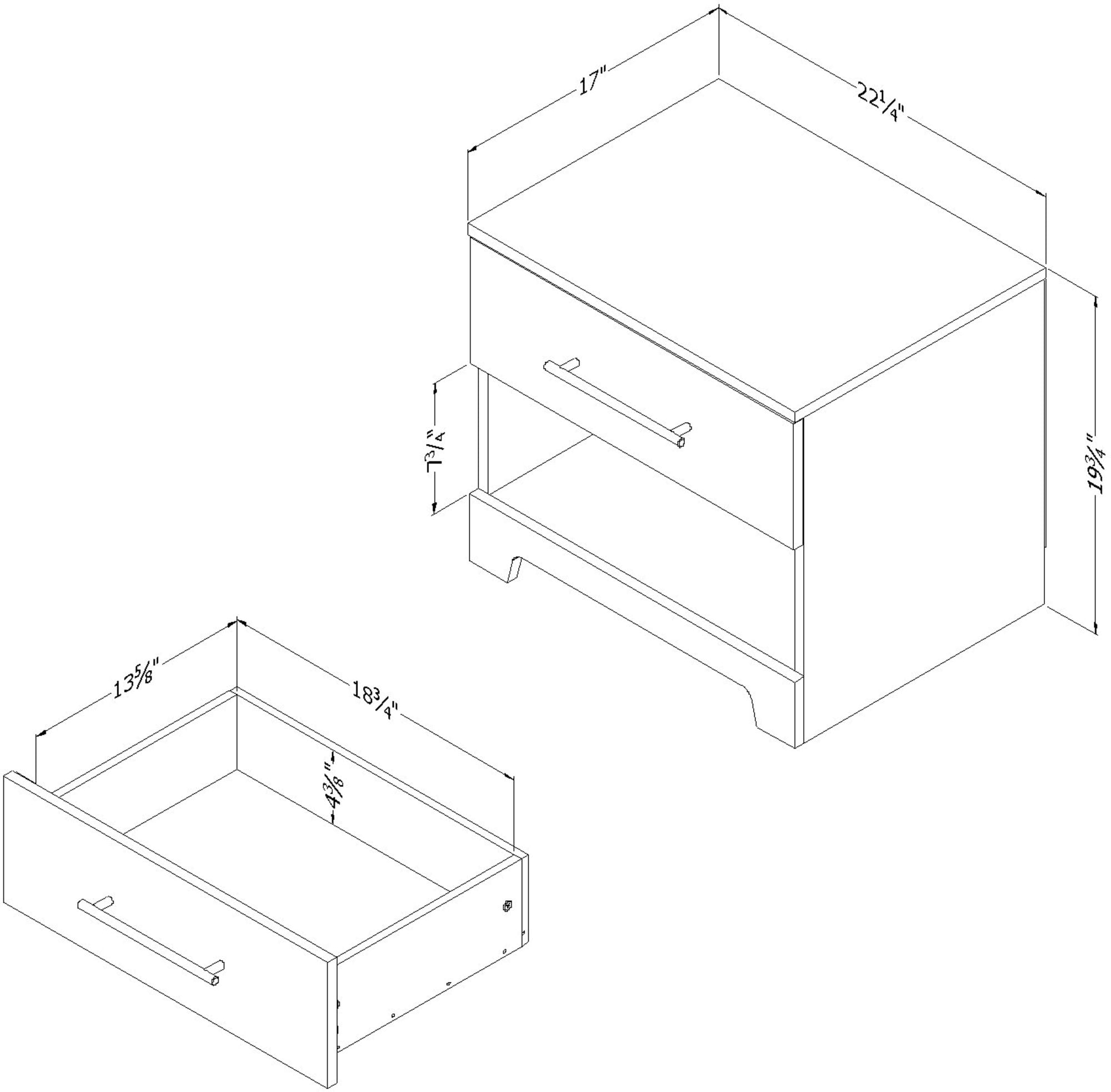 South Shore Primo 1-Drawer Nightstand - End Table with Storage Beige
