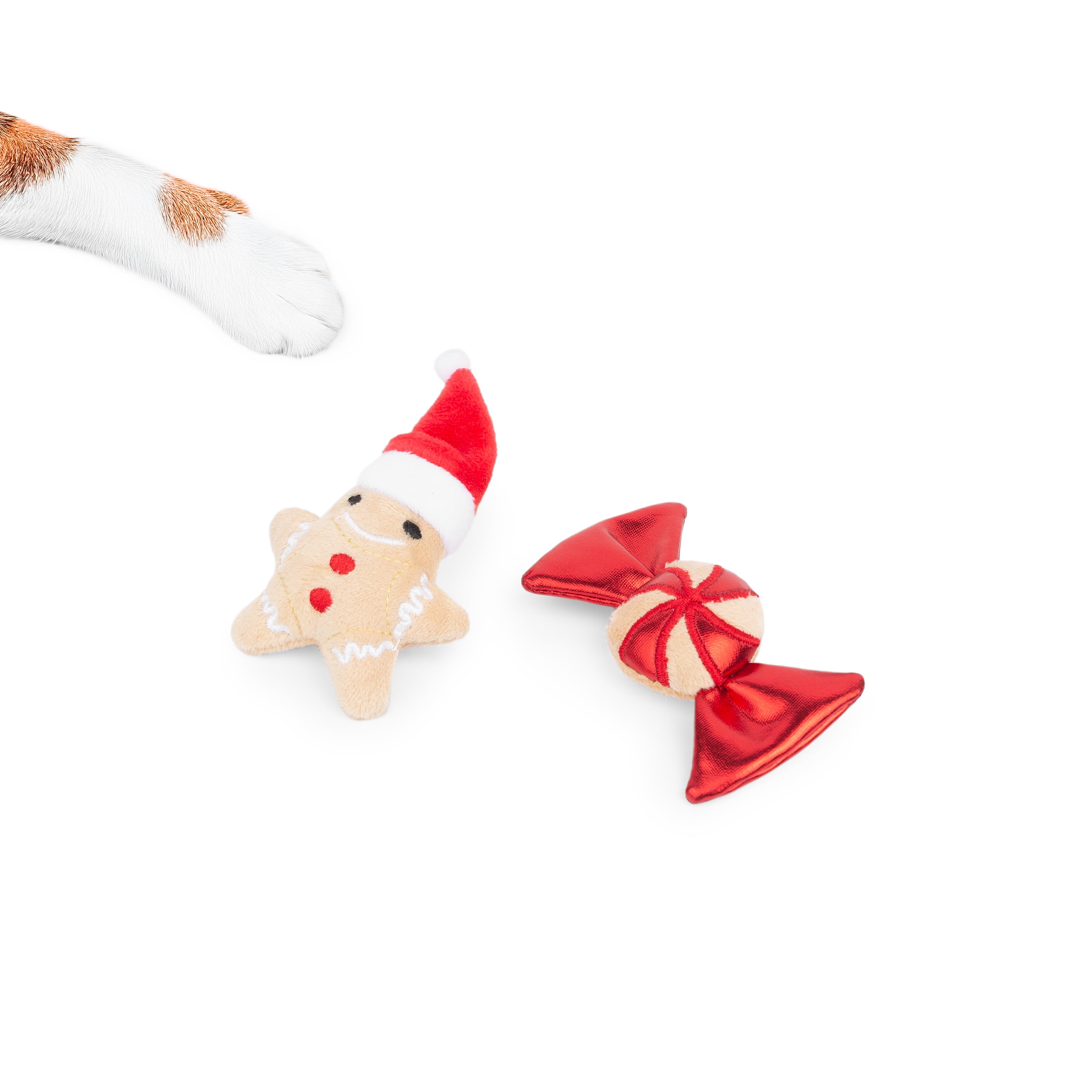 One Paw, Jouets de Noël pour Chats, pain d'épice et bonbon, Design en Peluche Interactif