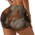 thumbnail image 2 of Sigee Oil Painting Chicken And Duck Print Women's High Waist Workout Shorts - Squat Proof, Tummy Control, Yoga and Gym Activewear-, 2 of 9