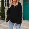 thumbnail image 2 of UJNDER Women Casual Large Size Pullover Sweater Tassel Long Sleeve Loose Round Neck Sweater Top Cozy Sweaters for Women Black M, 2 of 9
