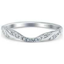 Simulated Cubic Zirconia Size-5 Half Eternity Criss Cross Band Wedding Ring 925 Sterling Silver