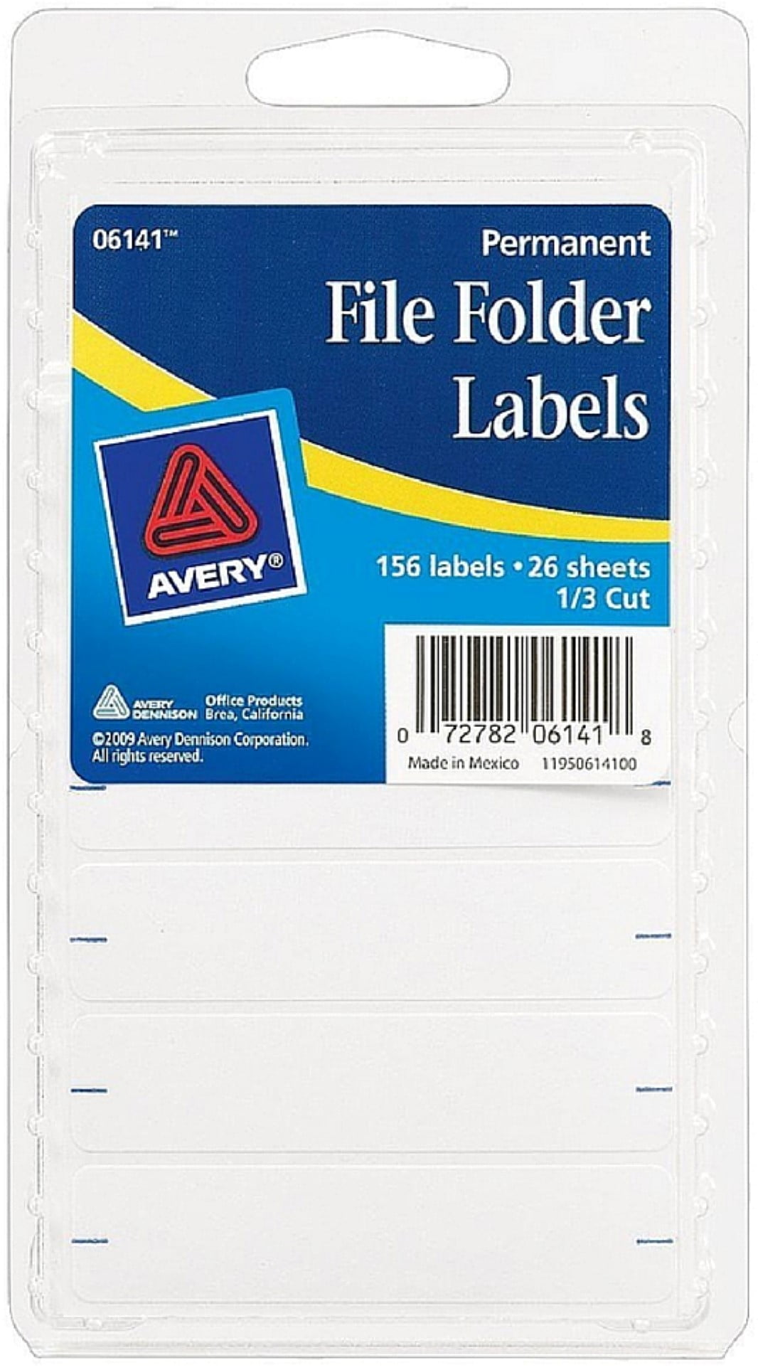 White 156 ea Pack of 2 Avery Permanent File Folder Labels 2.75 x 0.625 Inches 