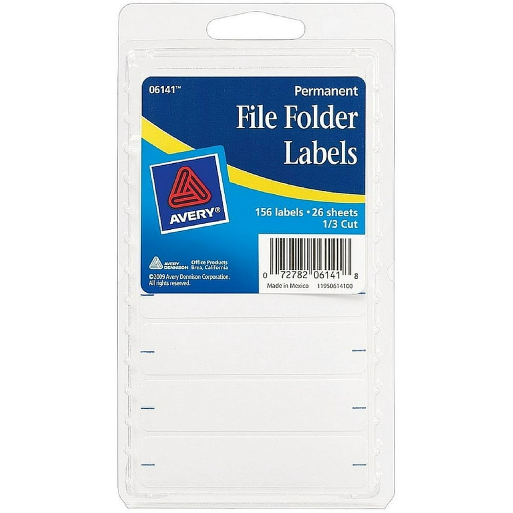 Avery Permanent File Folder Labels 2.75 x 0.625 Inches, White 156 ea (Pack of 3) - Walmart.com ...