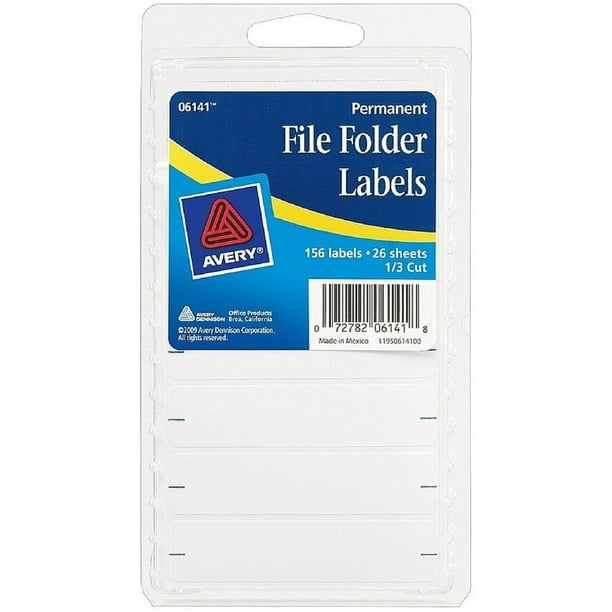 Avery Permanent File Folder Labels 2.75 x 0.625 Inches, White 156 ea (Pack of 3) - Walmart.com ...