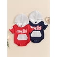 thumbnail image 4 of Aojekbee Baby Boys Summer Jumpsuit Casual Striped Letter Baseball Print Short Sleeve Hooded Romper for Newborn Cute Clothes, 4 of 10