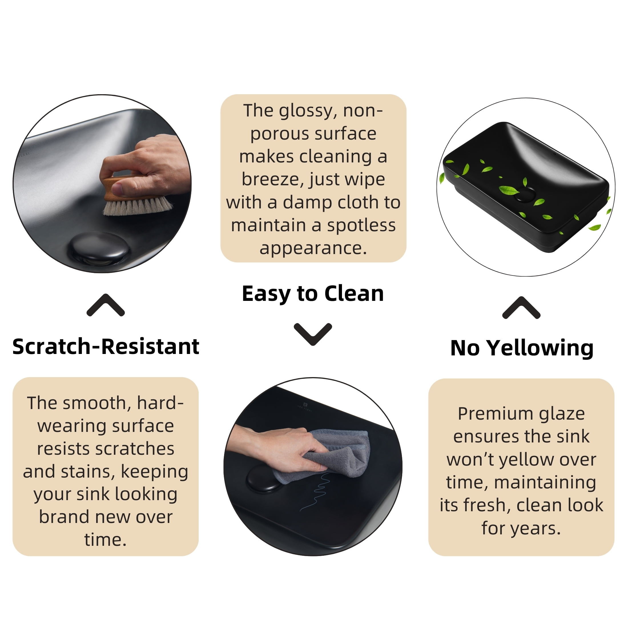 Los Flexi 19 Inch Matte Black Rectangular Drop In Bathroom Sink, Semi-Recessed Ceramic Vessel, Includes Non-Overflow Drain Kit