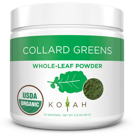 KOYAH - Organic USA Grown Collard Greens Powder (Equivalent to 15 Cups Fresh): Whole-Leaf Powder, 100% (Best Seasoning For Collard Greens)
