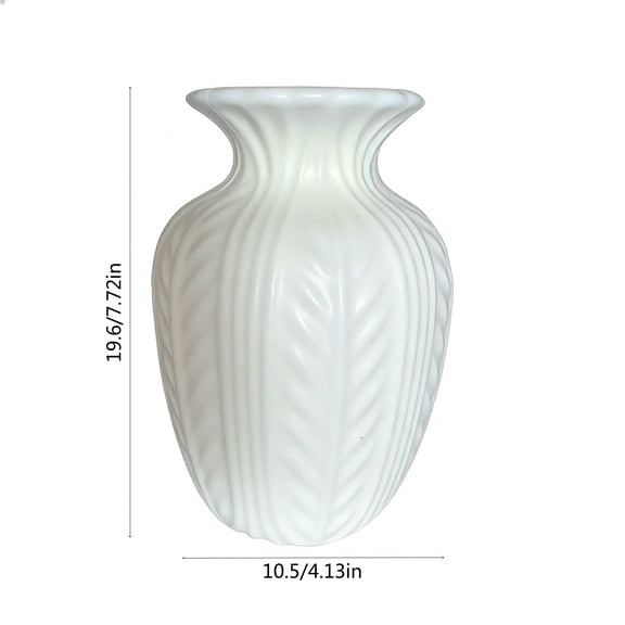 Faux Ceramic Vase White, Nordic Style Tabletop Centerpiece, Lightweight Unbreakable Decorative Urn, Modern Farmhouse Accent for Living Room Office YYUZH