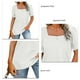 thumbnail image 4 of Blusa de mujer con cuello cuadrado y fruncido, manga corta abombada, color puro, fibra de poliéster, para citas, blanco L, 4 of 5