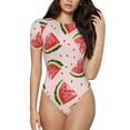 thumbnail image 2 of Picia Hand Drawn Watermelon Womens One Piece Swimsuits Modest Tummy Control Bathing Suits Lace Up Slimming Swim Suit-Medium, 2 of 9