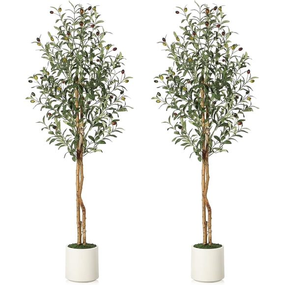 5Ft Artificial Olive Tree with Fruits Indoor Artificial Tree, Realistic Trunk Artificial Plant Outdoor Tree for Home Living Room Porch Decoration,2pcs
