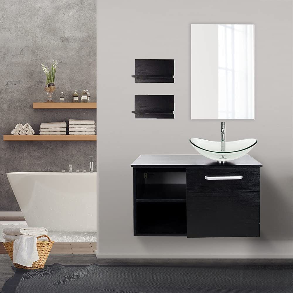 PULUOMIS 28" Bathroom Vanity and Vessel Sink Combo Modern Bathroom Countertop Bathroom furniture set bathroom furniture with mirror cabinet
