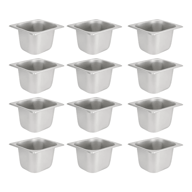 "12 Insertos Contenedor De Acero Inoxidable 1/6x10cm " Belug