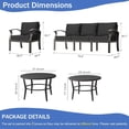 thumbnail image 5 of Gotland 5 Piece Aluminum Patio Furniture Set,Modern Metal Outdoor Patio Furniture w/5.1'' Thick Cushion and Round Coffee Table,Patio Conversation Sets for Porch,Deck,Black, 5 of 8